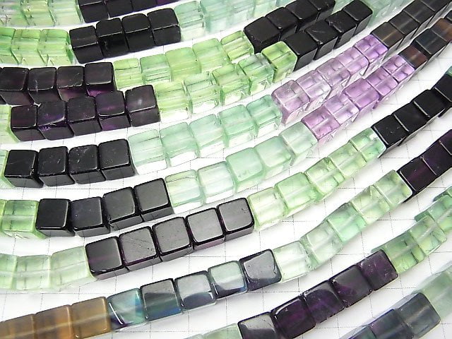 1strand $17.99! Fluorite AAA- Cube 8x8x8mm color gradation 1strand beads (aprx.15inch / 38cm)