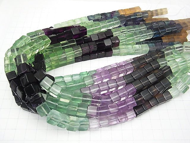 1strand $17.99! Fluorite AAA- Cube 8x8x8mm color gradation 1strand beads (aprx.15inch / 38cm)