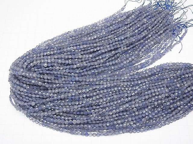 [Video]High Quality! Tanzanite AA++ Faceted Coin 4x4x2mm half or 1strand beads (aprx.15inch/37cm)