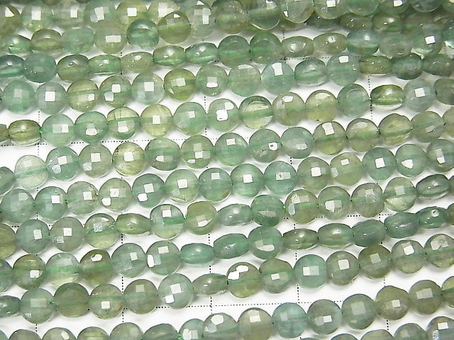 [Video] High Quality! 1strand $9.79! Green Apatite AA+ Faceted Coin 4x4x2mm 1strand beads (aprx.15inch / 37cm)