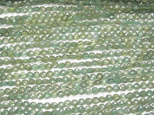 [Video] High Quality! 1strand $9.79! Green Apatite AA+ Faceted Coin 4x4x2mm 1strand beads (aprx.15inch / 37cm)
