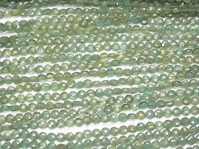 [Video] High Quality! 1strand $9.79! Green Apatite AA+ Faceted Coin 4x4x2mm 1strand beads (aprx.15inch / 37cm)