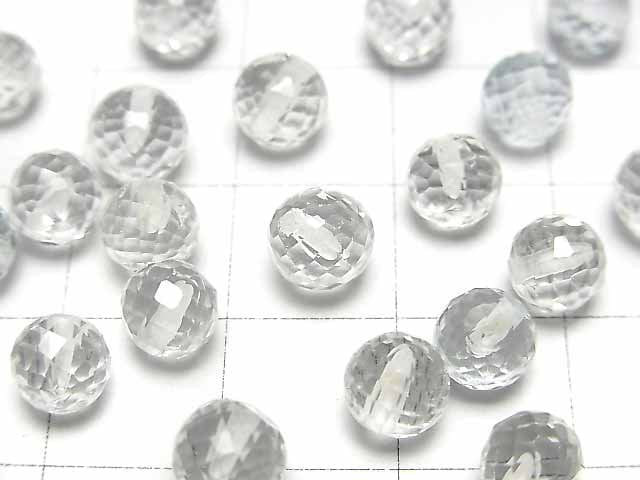 [Video] High Quality White Topaz AAA- Half Drilled Hole Faceted Round 6mm 2pcs $6.79!