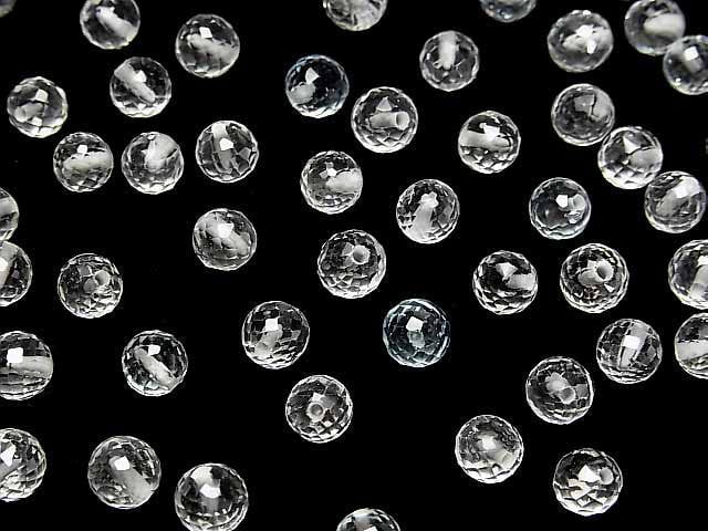 [Video] High Quality White Topaz AAA- Half Drilled Hole Faceted Round 6mm 2pcs $6.79!
