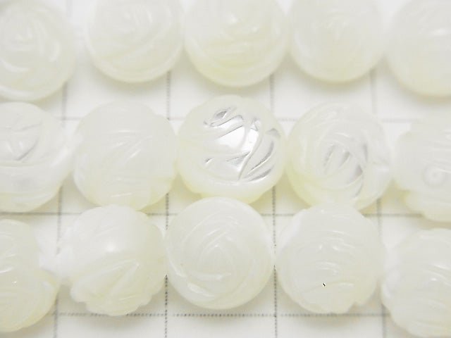 Mother of Pearl MOP AAA White Round Rose Cut 10mm half or 1strand beads (aprx.15inch / 38cm)