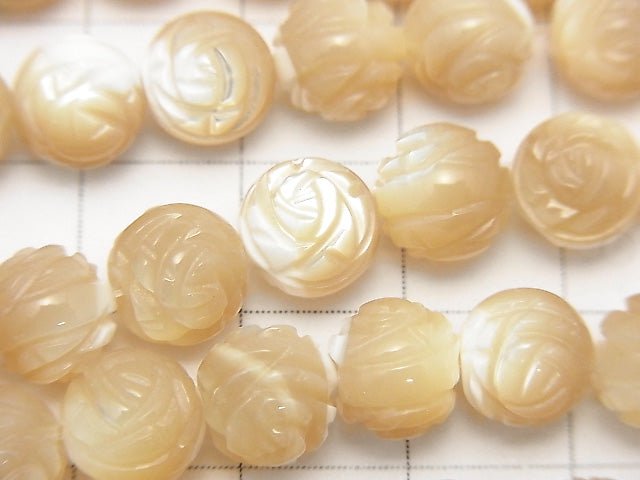 Mother of Pearl MOP AAA Beige Round Rose Cut 8mm half or 1strand beads (aprx.15inch / 38cm)