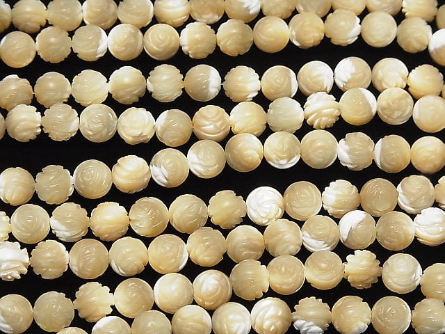 Mother of Pearl MOP AAA Beige Round Rose Cut 8mm half or 1strand beads (aprx.15inch / 38cm)