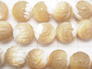 Mother of Pearl MOP AAA Beige Round Rose Cut 10mm half or 1strand beads (aprx.15inch / 37cm)