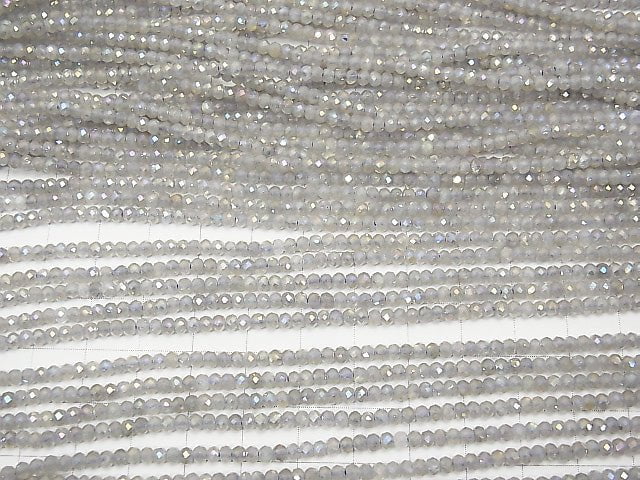 [Video] High Quality! 1strand $8.79! Labradorite AA ++ Faceted Button Rondelle 3x3x2mm coating 1strand beads (aprx.15inch / 38cm)