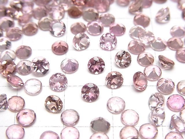 [Video] High Quality Pink Tourmaline AAA Undrilled Round Faceted 4x4mm 5pcs