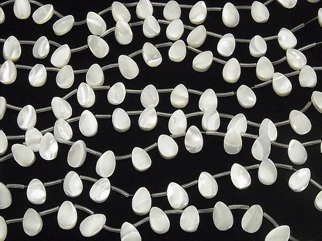 [Video]1strand $6.79! Mother of Pearl MOP Pear shape 12x8mm white 1strand beads (aprx.15inch / 36cm)