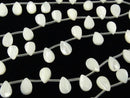 [Video] Mother of Pearl MOP White Faceted Pear Shape 12x8mm half or 1strand beads (aprx.15inch/36cm)