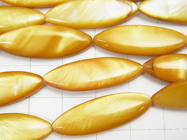 [Video] Gold color Shell Marquise 30x10x4mm 1strand beads (aprx.14inch / 34cm)