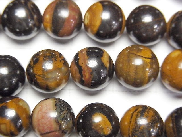 [Video] Iron Tiger's Eye Round 10mm 1strand beads (aprx.15inch / 37cm)