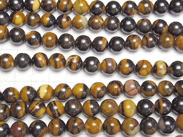 [Video] Iron Tiger's Eye Round 10mm 1strand beads (aprx.15inch / 37cm)