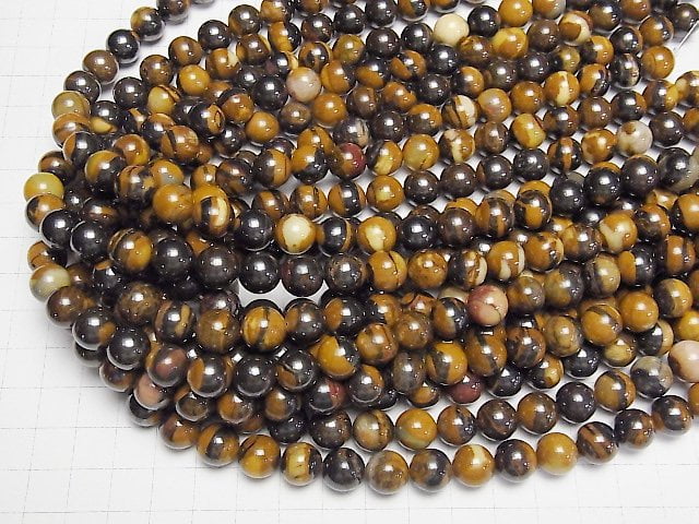 [Video] Iron Tiger's Eye Round 10mm 1strand beads (aprx.15inch / 37cm)