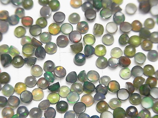 [Video] High Quality Black Opal AAA Round Cabochon 3x3mm 10pcs