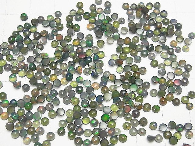 [Video] High Quality Black Opal AAA Round Cabochon 3x3mm 10pcs