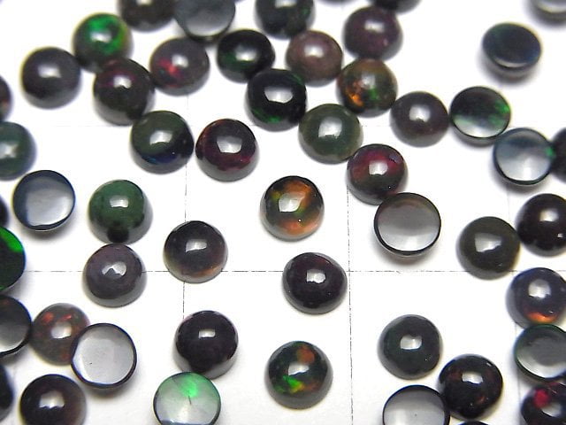 [Video] High Quality Black Opal AAA Round Cabochon 4x4mm 5pcs