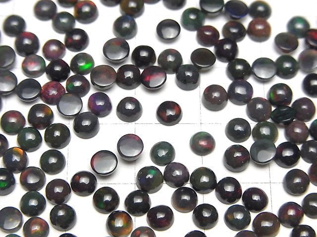 [Video] High Quality Black Opal AAA Round Cabochon 4x4mm 5pcs