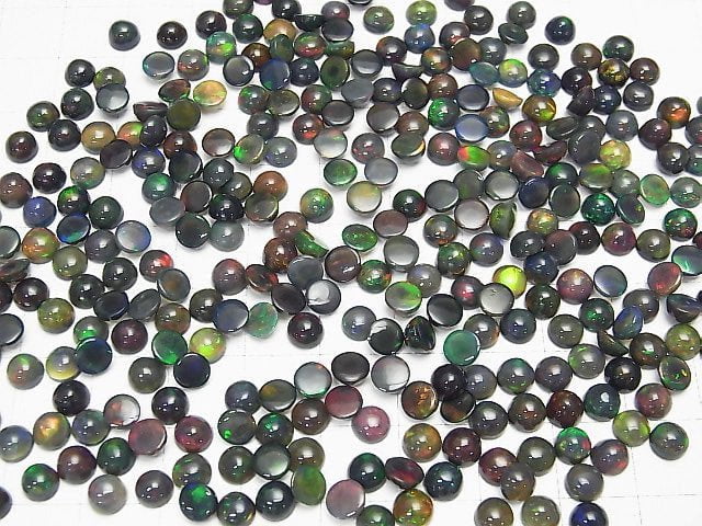 [Video] High Quality Black Opal AAA Round Cabochon 5x5mm 4pcs