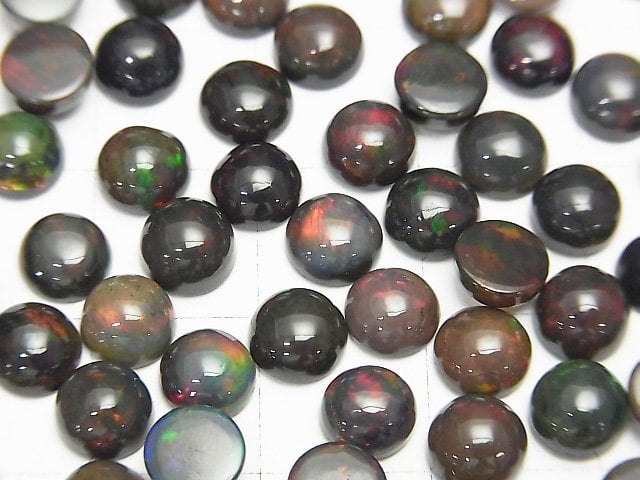 [Video] High Quality Black Opal AAA Round Cabochon 6x6mm 4pcs $19.99!