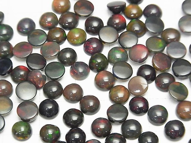 [Video] High Quality Black Opal AAA Round Cabochon 6x6mm 4pcs $19.99!