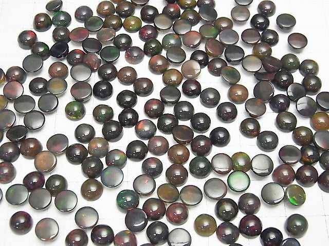 [Video] High Quality Black Opal AAA Round Cabochon 6x6mm 4pcs $19.99!