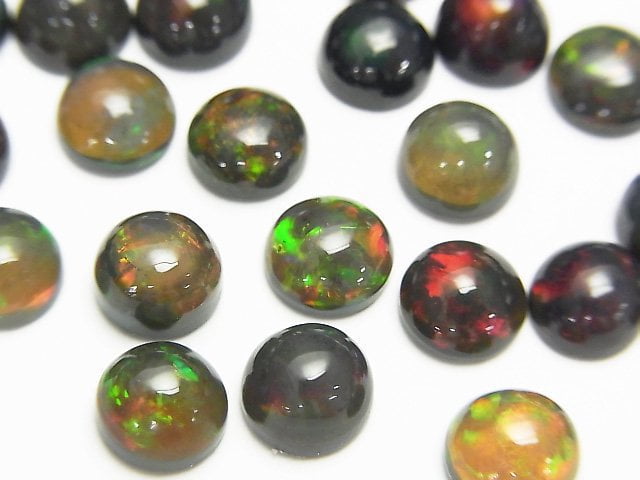 [Video]High Quality Black Opal AAA Round Cabochon 7x7mm 2pcs $16.99!