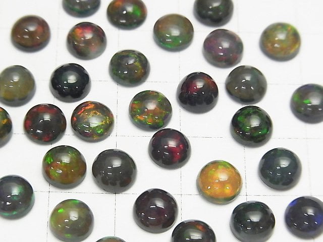 [Video]High Quality Black Opal AAA Round Cabochon 7x7mm 2pcs $16.99!