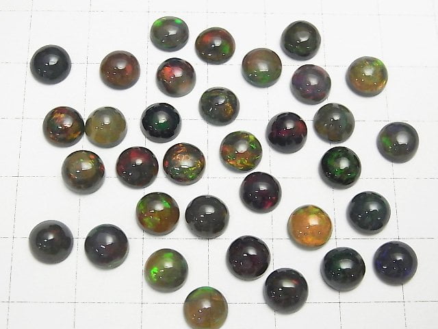 [Video]High Quality Black Opal AAA Round Cabochon 7x7mm 2pcs $16.99!