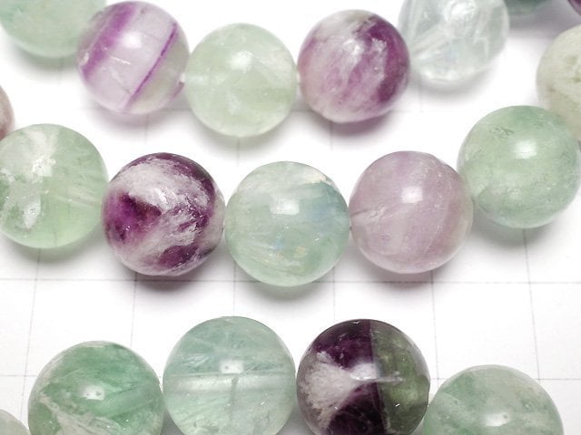 [Video] Multi Angel Feather Fluorite Round 12mm Bracelet