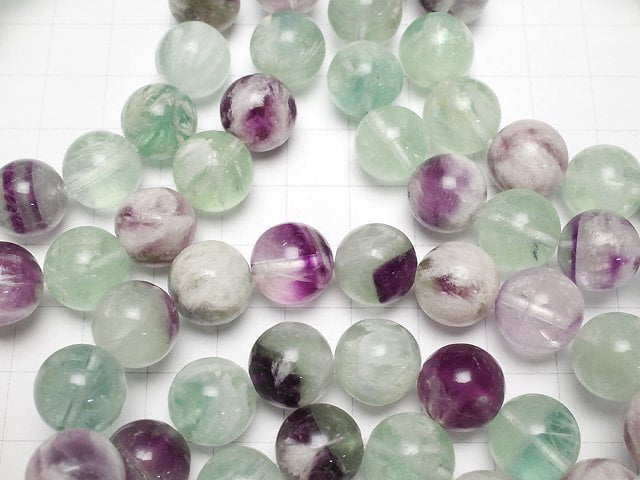 [Video] Multi Angel Feather Fluorite Round 12mm Bracelet