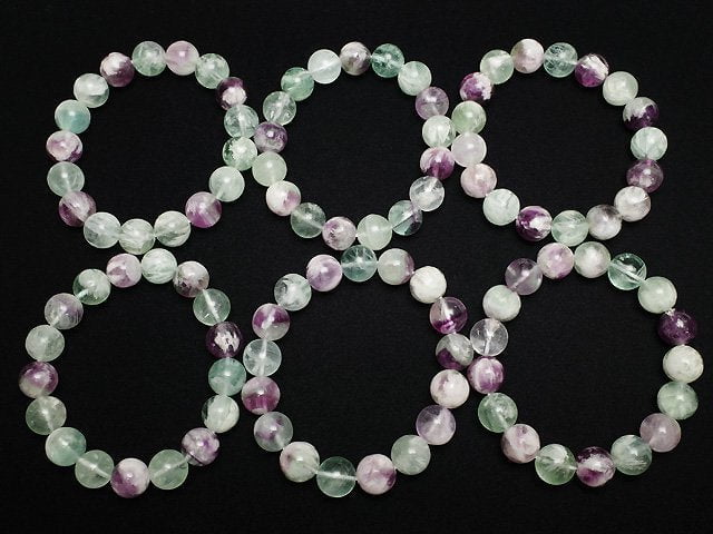 [Video] Multi Angel Feather Fluorite Round 12mm Bracelet