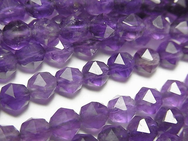 Amethyst, Faceted Round, Star Gemstone Beads