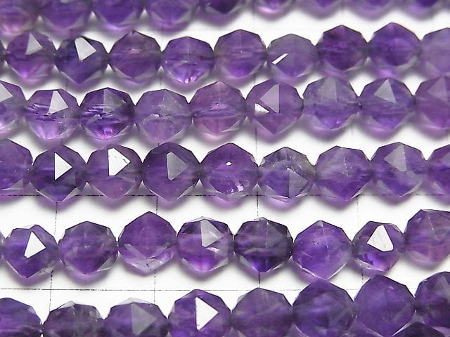 [Video] High Quality! Amethyst AA + Star Faceted Round 6mm half or 1strand beads (aprx.15inch / 36cm)