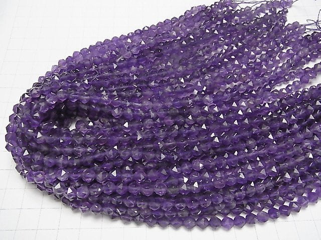 [Video] High Quality! Amethyst AA + Star Faceted Round 6mm half or 1strand beads (aprx.15inch / 36cm)