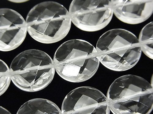 Coin, Crystal Quartz Gemstone Beads