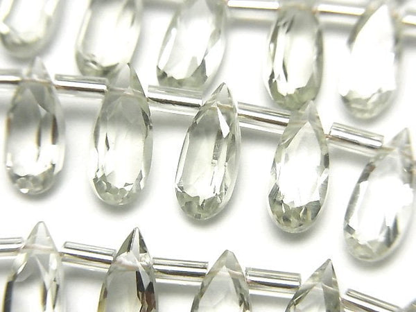 [Video]High Quality Green Amethyst AAA Pear shape Faceted 12x5mm half or 1strand (18pcs)