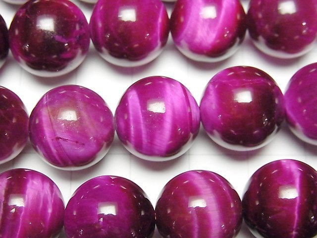 [Video] Pink color Tiger's Eye AA++ Round 14mm half or 1strand beads (aprx.15inch/36cm)