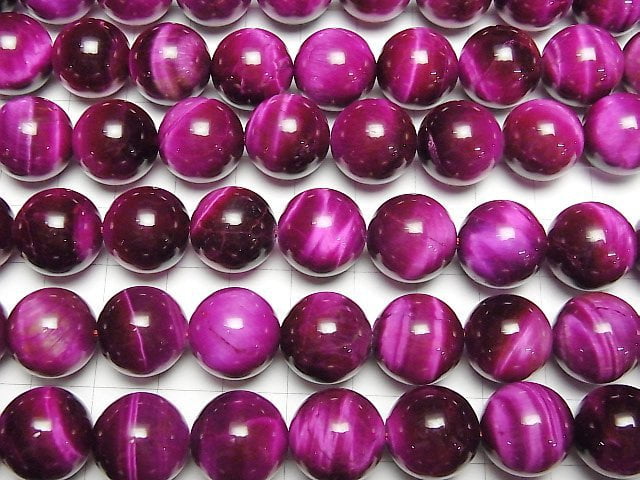 [Video] Pink color Tiger's Eye AA++ Round 14mm half or 1strand beads (aprx.15inch/36cm)