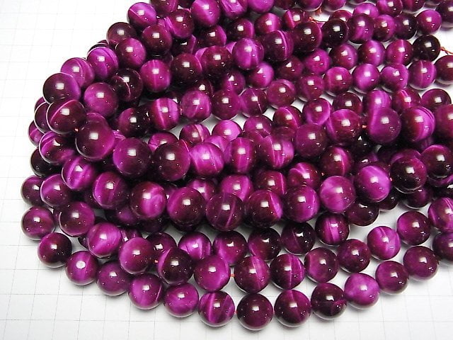 [Video] Pink color Tiger's Eye AA++ Round 14mm half or 1strand beads (aprx.15inch/36cm)