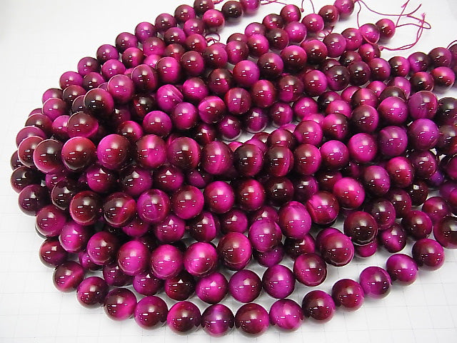 Pink color Tiger's Eye AA + Round 14mm half or 1strand beads (aprx.15inch / 36cm)