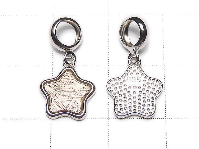 Meteorite Star Motif Pendant 9x9x1.5mm Pink Gold Silver925