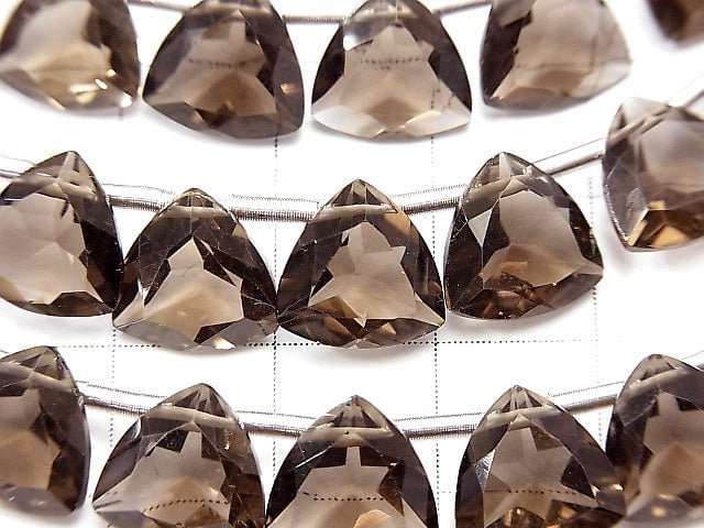 High Quality Smoky Quartz AAA Triangle Faceted 10x10x5mm half or 1strand (18pcs )