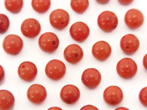 [Video] Red Coral (Dyed) Half Drilled Hole Round 5-5.5mm 10pcs