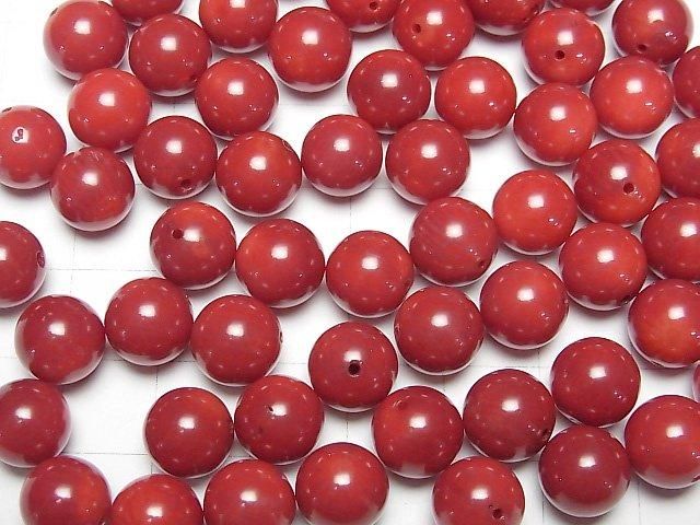 [Video] Red Coral (Dyed) Half Drilled Hole Round 9.5mm 4pcs