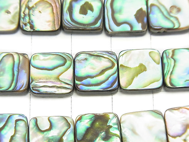 Abalone Shell  Square 10x10mm 1/4 or 1strand beads (aprx.15inch/38cm)