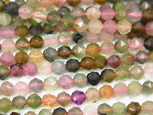 [Video] High Quality! 1strand $12.99! Multicolor Tourmaline AA Star Faceted Round 4mm 1strand beads (aprx.15inch / 37cm)