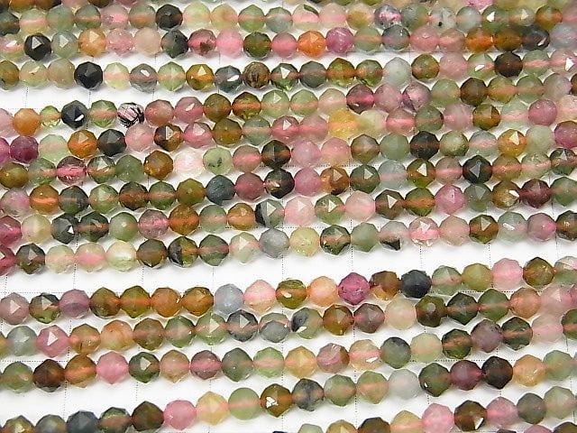 [Video] High Quality! 1strand $12.99! Multicolor Tourmaline AA Star Faceted Round 4mm 1strand beads (aprx.15inch / 37cm)